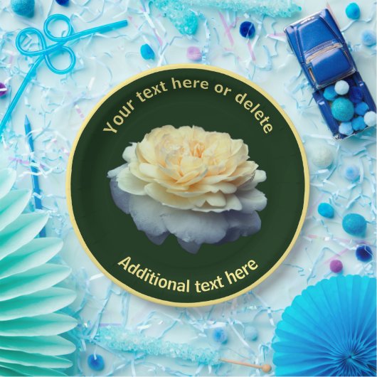 黄色エレガントバラの花パーソナライズされたパーティー ペーパープレート (パーティー)