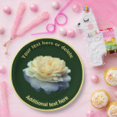 黄色エレガントバラの花パーソナライズされたパーティー ペーパープレート (パーティー)