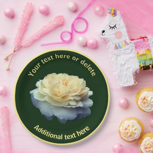 黄色エレガントバラの花パーソナライズされたパーティー ペーパープレート (パーティー)