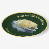 黄色エレガントバラの花パーソナライズされたパーティー ペーパープレート (アングル)