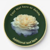 黄色エレガントバラの花パーソナライズされたパーティー ペーパープレート (正面)