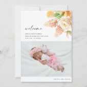 黄色エレガントバラフローラフォトベビー誕生 案内状 (正面)
