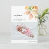 黄色エレガントバラフローラフォトベビー誕生 案内状 (スタンド正面)