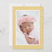 黄色エレガントバラフローラフォトベビー誕生 案内状 (裏面)