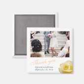 黄色エレガントバラフローラ写真ありがとうござ結婚う マグネット (正面/裏面)