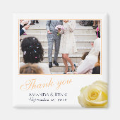 黄色エレガントバラフローラ写真ありがとうござ結婚う マグネット (正面)