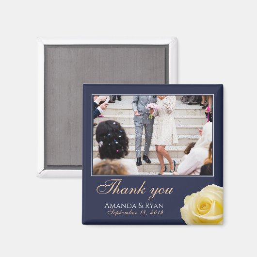 黄色エレガントバラフローラ写真ありがとうござ結婚う マグネット (正面/裏面)