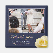 黄色エレガントバラフローラ写真ありがとうござ結婚う マグネット (正面)