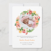 黄色エレガントバラリースフローラフォト誕生 案内状 (正面)