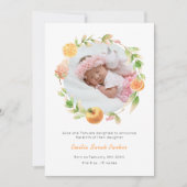 黄色エレガントバラリースフローラフォト誕生 案内状 (正面)