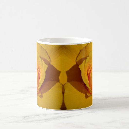 黄色エレガントバラ写真オレンジフローラ コーヒーマグカップ (中央)