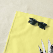 黄色エレガントパイナップル |モノグラムカスタム ビーチタオル (インサイチュ)