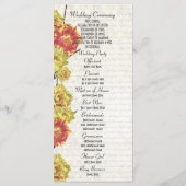 黄色エレガントフローラ教会の結婚式 プログラム (裏面)