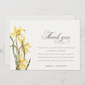 黄色エレガントフローラ水彩色結婚の サンキューカード (正面/裏面)