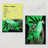 黄色エレガントフローラ渦巻き孔雀 名刺 (正面/裏面)