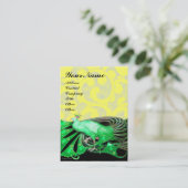 黄色エレガントフローラ渦巻き孔雀 名刺 (スタンド正面)