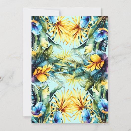 黄色エレガントフローラ熱帯緑の赤ちゃんシャワー 招待状 (裏面)