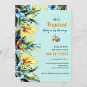黄色エレガントフローラ熱帯緑の赤ちゃんシャワー 招待状 (正面/裏面)