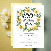 黄色エレガントフローラ100誕生日 招待状