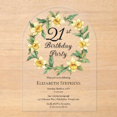 黄色エレガントフローラ21歳 アクリル招待状 (正面)