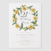 黄色エレガントフローラ21歳 ベラム紙招待状 (正面)