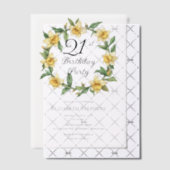 黄色エレガントフローラ21歳 ベラム紙招待状 (オフセット (招待状))