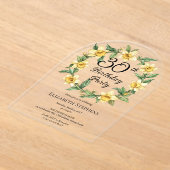 黄色エレガントフローラ30th誕生日 アクリル招待状 (レイダウン)