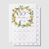 黄色エレガントフローラ30th誕生日 ベラム紙招待状 (オフセット (招待状))