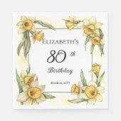 黄色エレガントフローラ80誕生日 スタンダードランチョンナプキン (正面)