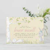 黄色エレガントベビーバニー赤ちゃんシャワー 招待状 (スタンド正面)