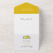 黄色エレガントマスタードフローラウォーター結婚カラー オールインワン招待状 (外側)