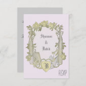 黄色エレガントローズヴィンテージウェディングチャッパ 出欠カード (正面/裏面)