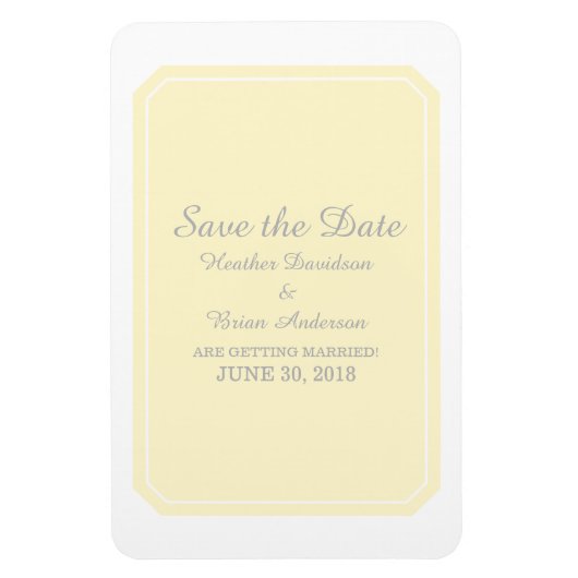 黄色エレガント単に日付を保存 マグネット (縦)