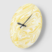 黄色エレガント大理石：手描きテクスチャ ラージ壁時計 (傾斜)
