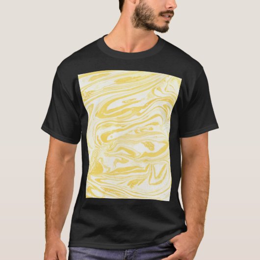 黄色エレガント大理石:手描きテクスチャ Tシャツ (正面)
