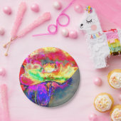 黄色エレガント抽象芸術フローラ水絵を描色 ペーパープレート (パーティー)