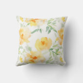 黄色エレガント桃色の水色フローラ クッション (裏面)
