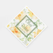 黄色エレガント桃色の水色フローラ スタンダードランチョンナプキン (角)