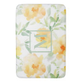 黄色エレガント桃色の水色フローラ バスマット (正面縦)