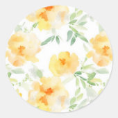 黄色エレガント桃色の水色フローラ ラウンドシール (正面)