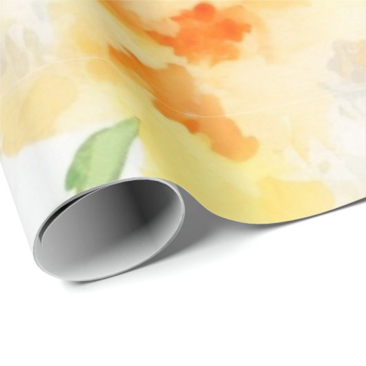 黄色エレガント桃色の水色フローラ ラッピングペーパー (ロールコーナー)