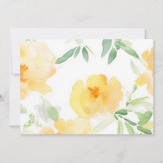 黄色エレガント桃色の水色フローラ 招待状 (正面)