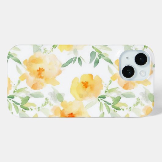 黄色エレガント桃色の水色フローラ Case-Mate iPhoneケース (裏面 (横))