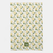 黄色エレガント水和フローラモノグラム キッチンタオル (縦)