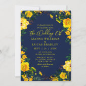 黄色エレガント水彩植物性フローラ結婚ズ 招待状 (正面)