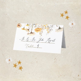 黄色エレガント水彩野結婚花 プレイスカード