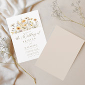 黄色エレガント水彩野結婚花 招待状