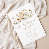 黄色エレガント水彩野結婚花 招待状