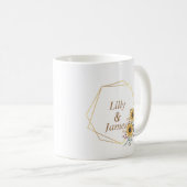 黄色エレガント水色ひまわり晴れ コーヒーマグカップ (正面右)