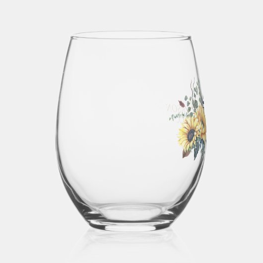 黄色エレガント水色ひまわり晴れ ステムなしワイングラス